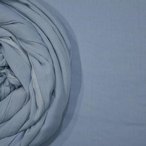 Image of 100% Pure Cotton Mulmul Fabric Material | Reusable Ultra Fine Mulmul Fabric | Lightweight Soft Smooth Piece Linning, Stole, Dupatta, Cushion Pillow Cover (Dream Blue, 1 Meter)