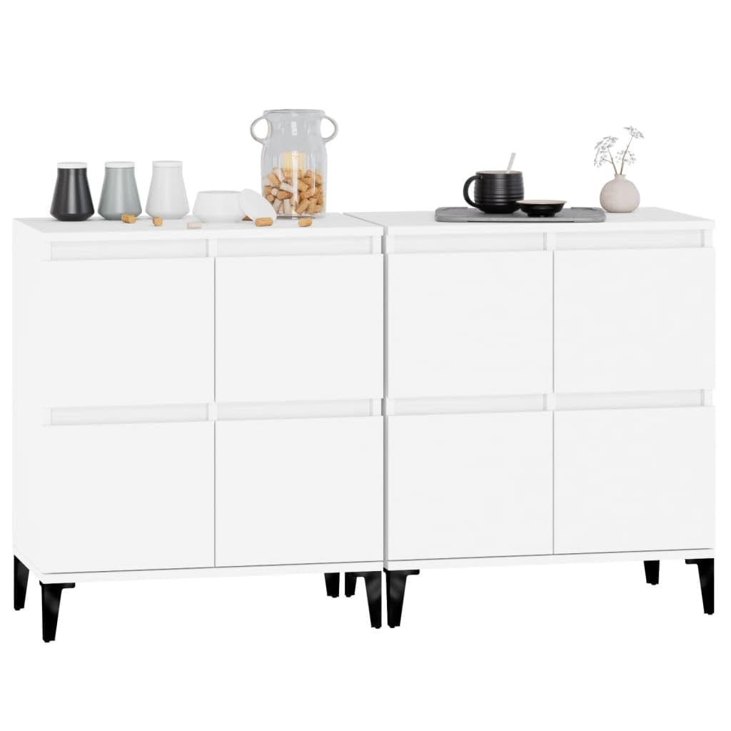 Fengshui Kredens zestaw 2 szt. biały 60 x 35 x 70 cm materiał drewnopochodny | 4 przegródki, dużo miejsca do przechowywania, łatwa w pielęgnacji, z uchwytem ściennym