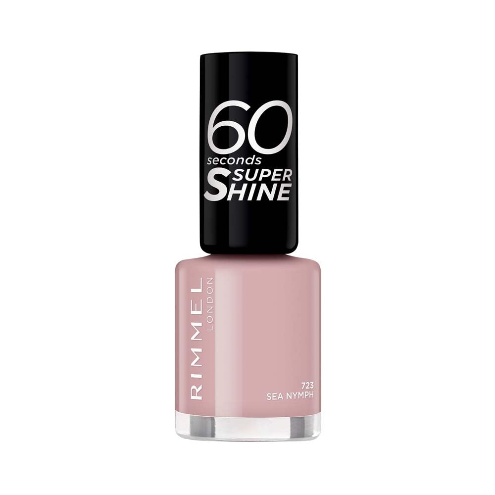 Rimmel 60 Seconds Super Shine Nail Polish, 723 Sea Nymph, Quick-Dry Nail Polish, Ultra-Shiny Finish, Easy to Apply, Vibrant Colour, Long-Wearing, Improved Formula, Vegan, 8ml