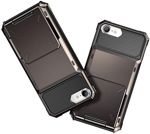 Coolden for iPhone SE 2022 Case iPhone SE 2020 Case with Card Holder Armor Case for iPhone 7 Wallet Case Shockproof Case Heavy Duty Hard Back Phone Protective Case Cover for iPhone 7/8/SE 2/SE 3-Gun