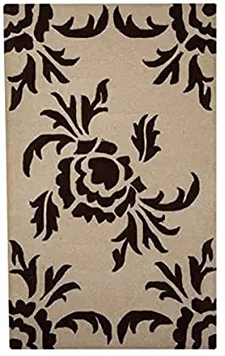 Image of Export Quality Handtufted Woolen Carpet for Living Room Bedroom & Hall - Color - Choco /Ivory - Size - 6 x 8 Feet