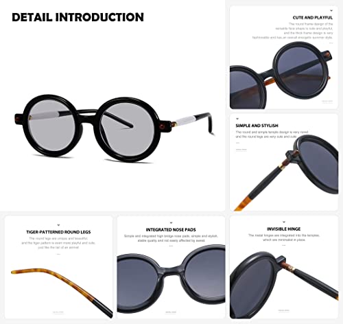 Image of HYLLE Retro Flip-Up Round Goggles Seampunk Sunglasses for Men Women 90s Style