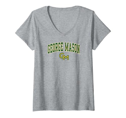 Women's George Mason Patriots Arch Over Gray Officially Licensed V-Neck T-Shirt