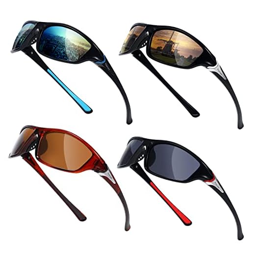 TOODOO 4 Pairs Men Polarized Sunglasses with UV Protection Driving Glasses Sports for Sport Outdoor Activities (Classic Colors)