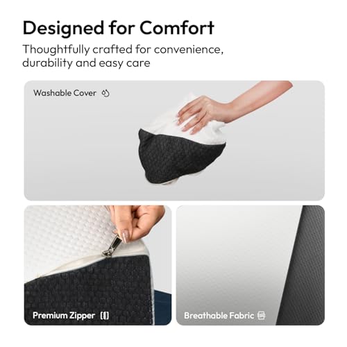 Image of Frido Wedge Plus Cushion Velvet Cover | Ultrasoft, Breathable & Cool Pillow Cover | Aesthetic Pillow Cover for Home | Durable & Machine-Washable | White & Grey
