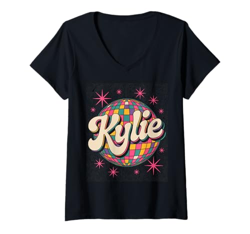 Womens Funny Personalized Name Kylie Vintage Kylie Retro Meme V-Neck T-Shirt