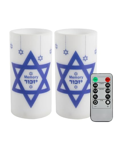 Image of Yahrzeit Memorial Candles with Timer Remote Control 2Pcs | Loss of Loved One Sympathy for Bereavement Gifts,,Shabbat Holiday,Hanukkah Decorations,4 /6 Hours Timer