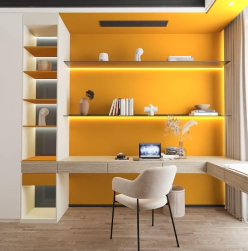 Image of DEEMUS Dark Yellow Matte Peel & Stick Self Adhesive Waterproof Sticker for Living Room, Bedroom Office,Almirah, Floor, Tabletop, Wall, Fridge,& Renovation Projects (2 x 20 Feet)