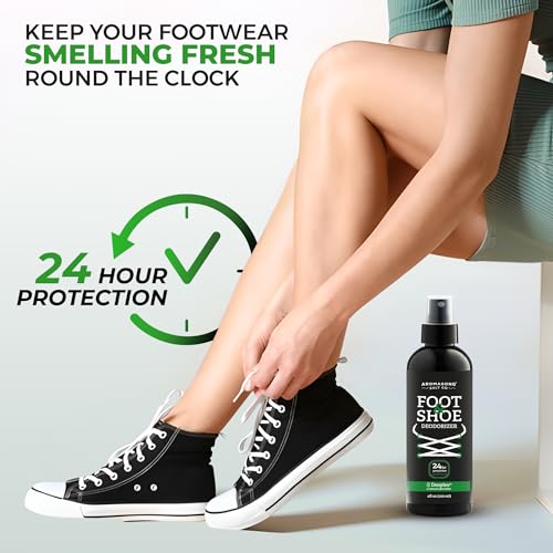Aromasong Natural Shoe Deodorizer and Foot Spray - 24-Hour Freshness Foot Odor Eliminator for Feet - Extra Strength Fresher for Smelly Shoes & Stinky Feet Spray with Refreshing Scent, 4oz
