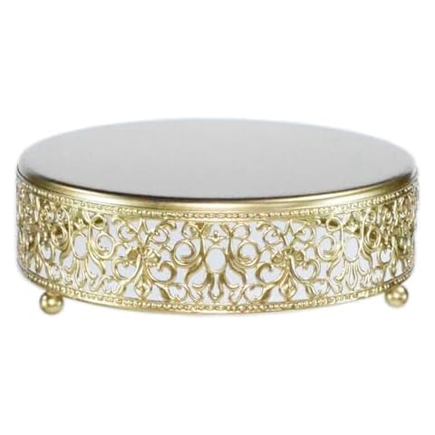 FEICTPOX 8" Metal Cake Stand,Round Cupcake Dessert Stand Cake Display Holder Decor for Wedding Party Birthday Baby Showers Anniversary Cake Pedestal Display Plate,Gold Cover