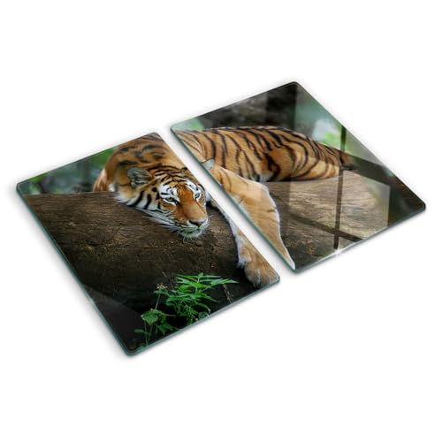 Planche à découper en verre imprimé tigre idée cadeau décoration - 2