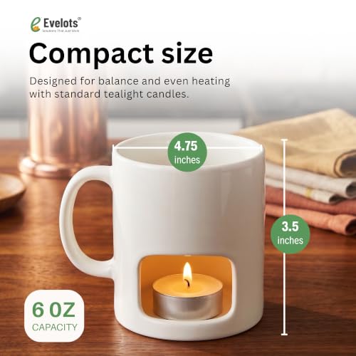 Image of Evelots 4-Pack Ceramic Fondue Cheese Mugs, 8 Forks & 16 Candles, White | Perfect for date nights, parties and Mother's Day gifts; includes 4 ceramic fondue mugs, 8 forks and 16 tealight candles.