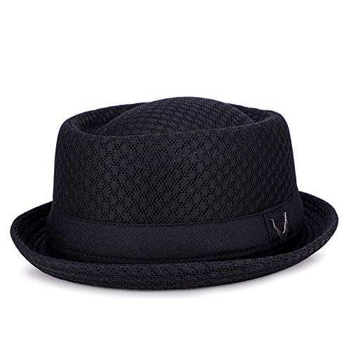 Men Women Summer Straw Pork Pie Hat Boater Derby Fedora Sun Hats Straw Panama Hat Fedora Beach Sunhats Porkpie Hats Costume Black