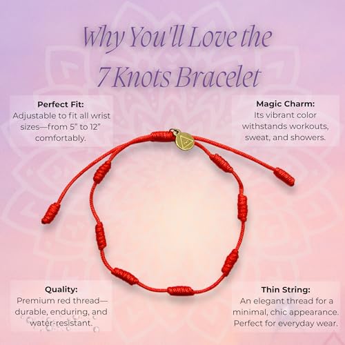 Red String Bracelet – 7 Knot Protection Amulet & Evil Eye Bracelet. Handmade Adjustable. Good Luck Red cord. Waterproof Jewelry. Gift for Men & Women4