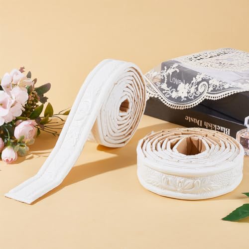 GORGECRAFT 2 Stück 4.6m 3D-Wandeinfassung Aus Schaumstoff Tapetenbordüre Selbstklebende Tapetenbordüre Flexible Basis Zierleiste Spiegelbordüre Selbstklebende Dekorative Wandlinien