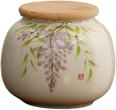 tea caddy Hand-painted Tea Canister Household Ceramic Storage Container Small Portable Tea Tin tea storagePurple