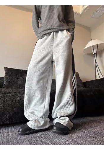 Baggy Sweatpants Men Striped Wide Leg Track Pants Women Cotton Elastic Waist Loose Fit Cargo Joggers2