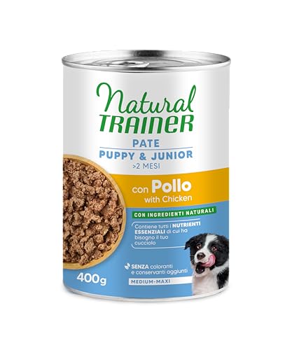 Natural Trainer Medium-Maxi Cibo Umido per Cani Puppy/Junior - Paté con Pollo 12 x 400g
