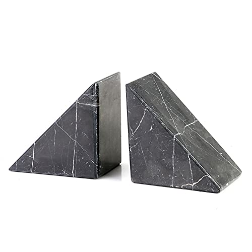 Sujetalibros de mármol natural con base estable y soporte triangular de libros 2