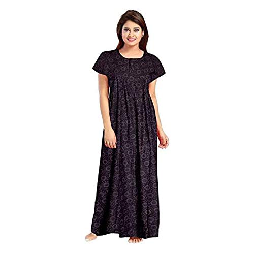 Sai Mode Femmes Coton Chemise De Nuit Vêtements De Nuit Vêtements De Nuit Maxi Costume De Nuit Doux Coton Imprimé (Multicolore) Cover