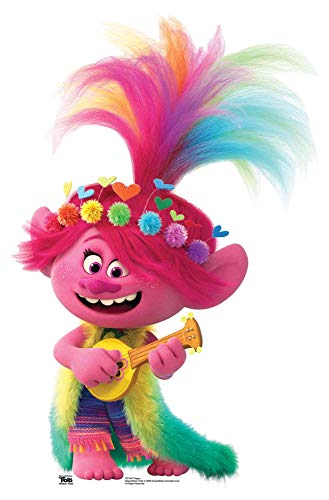 Star Cutouts SC1497 Poppy Ukulele/Gitaar Trolls World Tour Lifesize Karton Uitsnijding/Decoratie Hoogte 95cm Breedte 63cm, Multicolor
