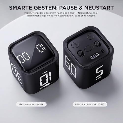 Image of Cube Pomodoro Timer with 5 /10 /30 /60 Minute Presets & Custom Countdown, Flip Rotating Desk Productivity Timer with Adjustable Volume for Study, Work, Kitchen, School & Task Focus