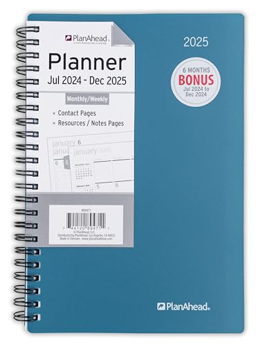 PlanAhead 2025 Planner - 8\"x5.5\" 18 Month Weekly & Monthly Academic Planner Notebook with Tabs - Spiral Calendar Agenda for School, Work & Office - No Color Selection Available, Chosen Randomly (Random 2025)
