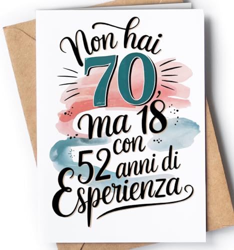 Biglietto Auguri 70 Anni Uomo - 70 Anni Compleanno Donna - Regalo Donna, Uomo - Biglietti Auguri Divertente Per Mamma, Papà, Nonno, Nonna, Per Lui, Lei - Regali Simpatico - EU 249