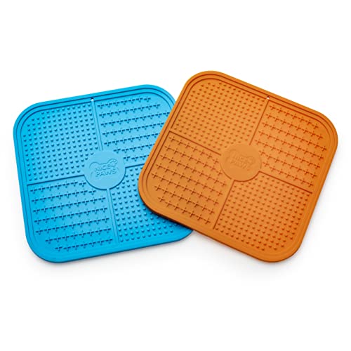 NICE PAWS 2 x Alfombrilla para lamer Perros – Lick Mat Accesorios Perros – Comedero antivoracidad Perro con ventosas – Reduce ansiedad y aburrimiento – Silicona Grado alimentario sin BPA – 20×20 cm