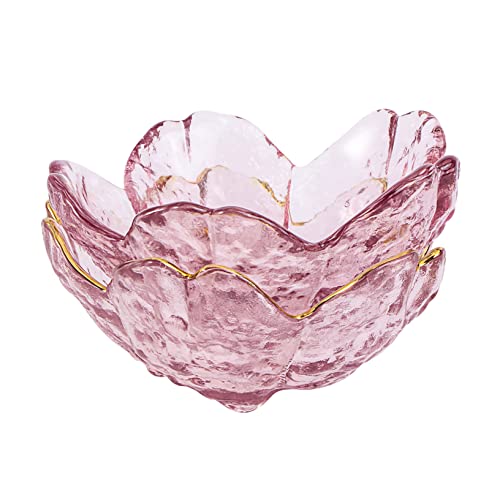 Mobestech 2 Piezas plato de flor de cerezo de cristal mini platos para servir tazón con salsa conformado pequeño plato de aperitivo Plato de salsa platillo para condimentos Vidrio Violet