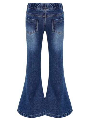 Kids Girls Casual Flared Jeans Mid Waist Bell Denim Bottoms Stretch Fitted Pants with Pocket2