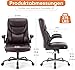 Sweetcrispy Computer Gaming Chair, Ergonomic High Back Heavy Duty Task Desk Office Chairs with Wheels, Flip-up Arms, Adjustable Height, PU Leather,Dark Brown