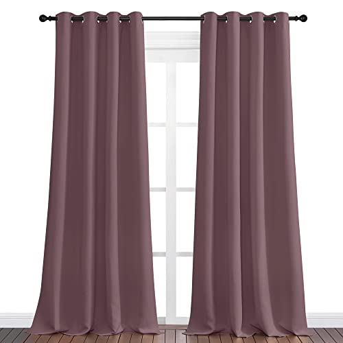Image of NICETOWN Dry Rose Blackout Curtains 90 inch Long for Office, 55 inch Wide, 2 Pieces, Dining Room, Guest Room, Sound Reducing Heat and Cold Block Curtain Panels for Modern Room Decorative
