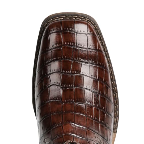 Image of IUV Cowboy Boots For Men Western Caiman Tail Print Wide Fashionable Boots