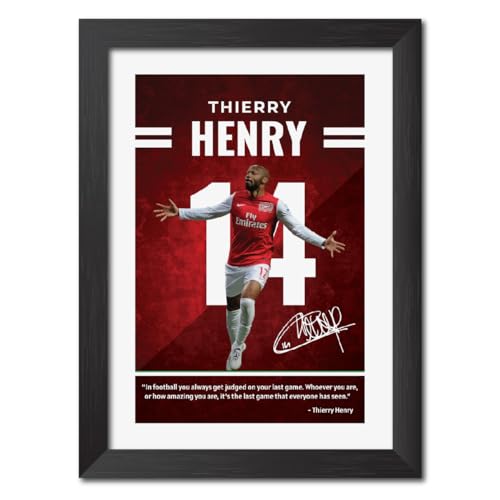 Image of TenorArts Thierry Henry Quotes Poster Arsenal Laminated Photo Print Frame Painting with Matt Finish Black Texture (12 inches x 9inches)