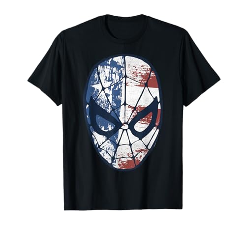 Marvel Spider-Man American Flag Face Vintage Graphic T-Shirt - image 1