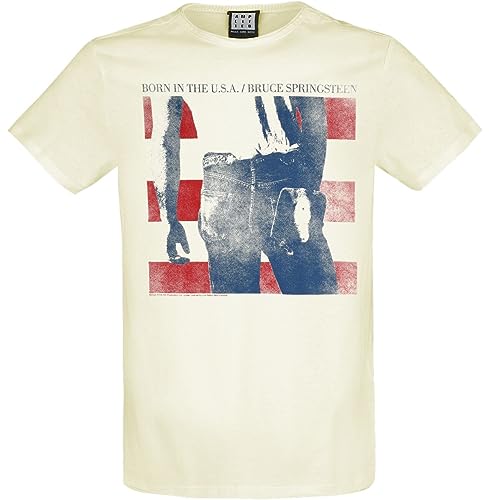 Amplified Bruce Springsteen Born In The Usa Unisex T-Shirt, White, Xl