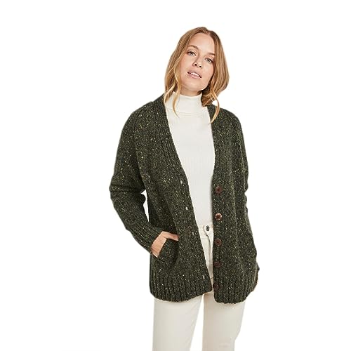 Ladies Irish Shetland Wool V-Neck Cardigan, 5 Buttons, 2 Pockets, Multiple Colors
