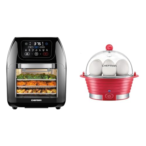 CHEFMAN Multifunctional Digital Air Fryer+ Rotisserie, Dehydrator & Electric Egg Cooker Boiler Rapid Poacher, Food & Vegetable Steamer