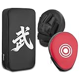 VeftBltrem 3-teiliges Box-Set aus Kunstleder – Doppel-Pratzenset & Trittkissen für MMA, Muay Thai & Kickboxen – Ideal für Schlag- & Tritttechniken