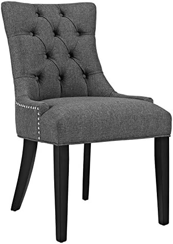 Modway Regent Modern Elegant Button-Tufted Upholstered Fabric with Nailhead Trim, Dining Side Chair, Gray