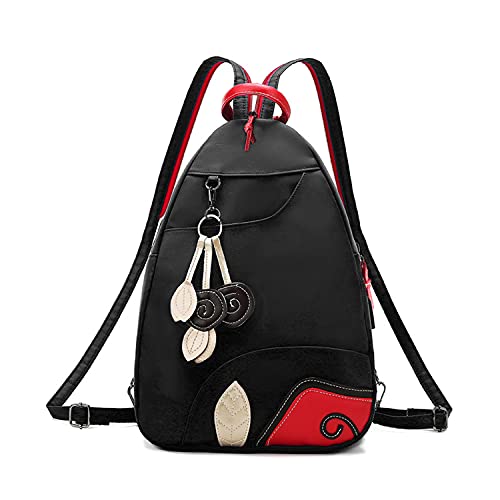 Syrads Sac à Dos Femme Sac à BandoulièRe ExtéRieur Sacs de Tablette D'Ordinateur Portable de Voyage Scolaire Occasionnel,Noir Cover