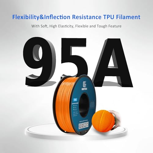 Image of Geeetech TPU Filament 1.75mm, Shore 95A - Flexible 3D Printer Filament with High Elasticity, 1KG (2.2lbs) Spool, Dimensional Accuracy ±0.03mm, Fits Most FDM Printers (Orange)