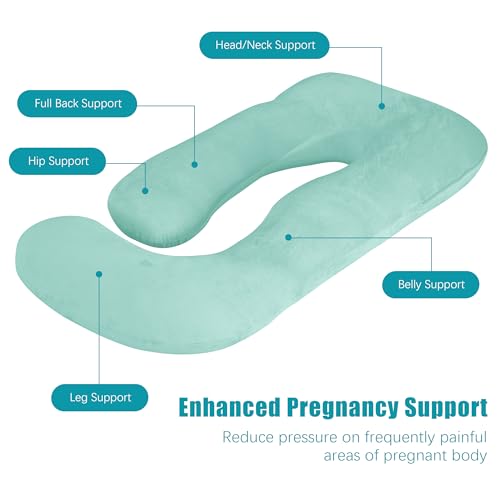 Image of Cute Castle Pregnancy Pillows, Soft U-Shape Maternity Pillow with Removable Cover - Full Body Pillows for Adults Sleeping - Pregnancy Must Haves - Jumbo 57 Inch - Turquoise