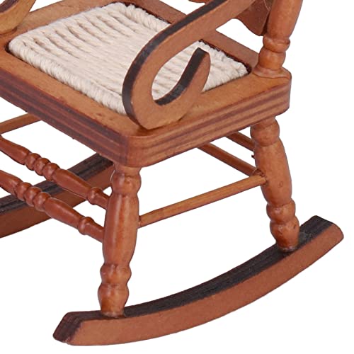 Buyweek BUYWEEKM74VB1HEQ0-11 Dollhouse Miniature Chair, 1:12 Wooden Rocking Chair Model Birch Mini Furniture Accessories thumb #6