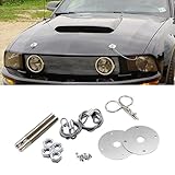 Hood Pins Kit for Car - Hood Latch Kit with Racing Lanyard, Stainless Hood Pin Lock Clip for Fixing Car Hood and Reduce Wobble, Universal Car Mods Exterior Accessories Fits Most Car Truck SUV(Silver)