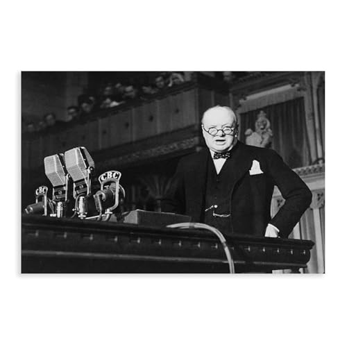 Toile Winston Churchill noir et blanc impression haute d&eacute;finition 30x45
