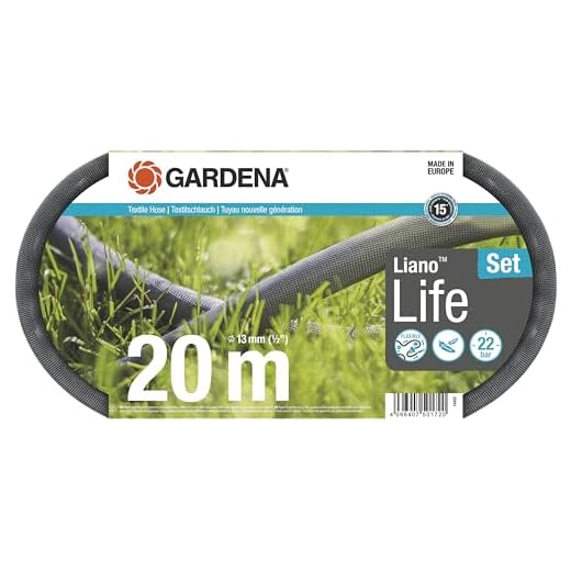 Gardena Liano Life Textilschlauch 1/2 Zoll, 20m Set: Hochflexibler Gartenschlauch aus Textilgewebe, mit PVC-Innenschlauch, kein Abknicken, leichtgewichtig, wetterbeständig (18450-20), Updated