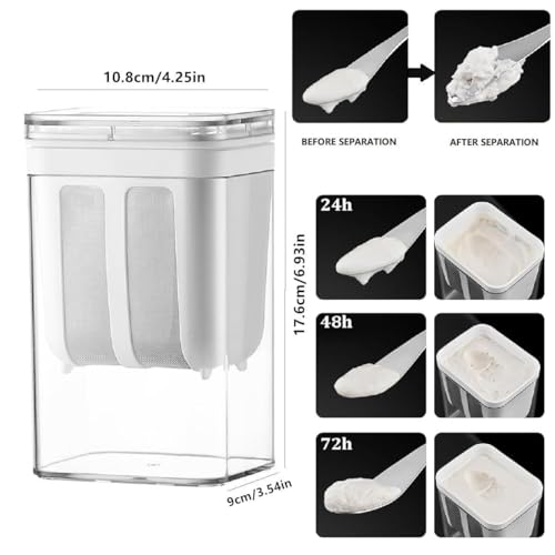 Passoire à yaourt réutilisable de 1100 ml avec tamis fin - 2