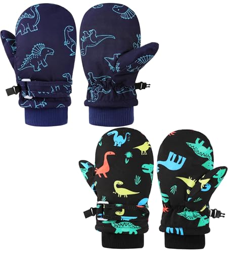ENBAOHUI Baby Waterproof Mittens Threaded waterproof Mitten Fleece Lined Glove Kids Snow Ski Mitten for Boys Girls 6Months-5T